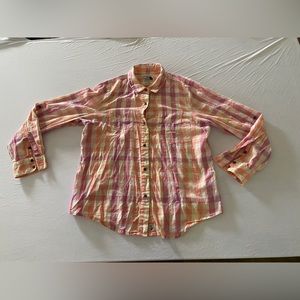 The North Face Button Front Shirt Womens Pastel Check Roll tab Sleeves